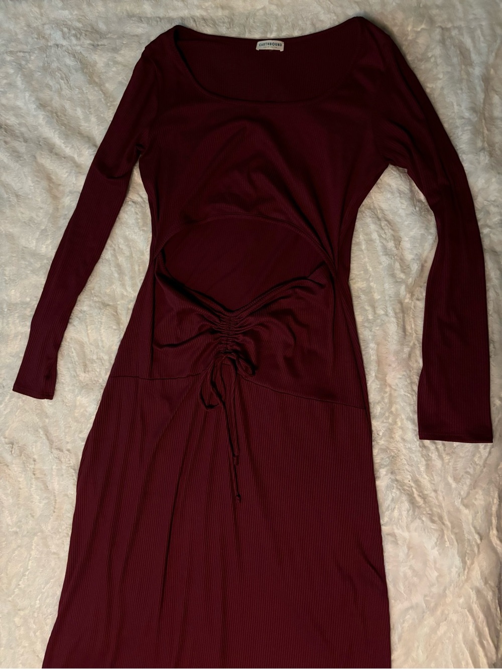 Earthbound Trading Company Red Maxi Cutout Dress Size XXL Long Sleeve
